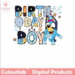 Retro Birthday Boy Party Bluey PNG