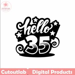 SVG 35th Birthday hello 35 svg files for Cricut. Birthday Gift 35th png, svg, dxf clipart files. Birthday hello 35