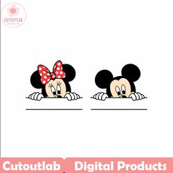 Mickey Minnie Mouse, Peeking, Peek, Ears, Bow, Matching, Couple, Svg and Png Formats, Cut, Cricut, Silhouette