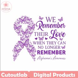 We Remember Their Love Png, Alzheimers Awareness, Never Forget, Alzheimer's Association, Senior Care, Ribbon Png, Purple