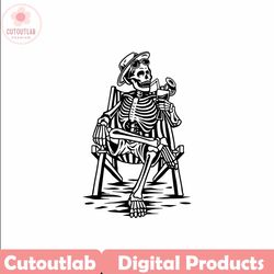 Sitting Skeleton SVG | Sunglass Skull SVG | Beach Chair SVG | Cocktail Drink Chill Relax | Cut Files Clip Art Vector Dig