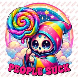 People Suck, Cute Mini Skull, Sublimation, Dtf, png, digital download, instant download, Rainbow, Lollipop