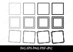 SQUARE FRAMES Diffrent Strokes SVG, Square Frame Svg, Double Square Frames Svg, Square Outline Svg, Square Monogram Svg,