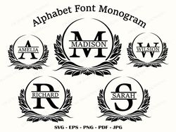 Font Monogram Svg Bundle, Split Monogram Letters Svg, Family Monogram Svg, Monogram Font Alphabet, Monogram Svg Files, C