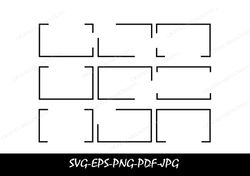 Open RECTANGLE SVG, Split RECTANGLE Svg, Rectangle Outline Svg, Rectangle Frame Svg, Split Square Svg, Monogram Svg, squ