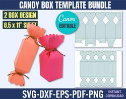 Candy Box Template cut, candy shaped box svg, Box Svg, Gift Box, Candy gift box template, party gift box, box svg for cr
