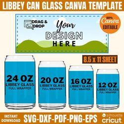 libbey glass can canva template, libbey glass wrap svg, 16 oz glass can wrap, libbey can wrap, libbey glass svg, 20 oz l