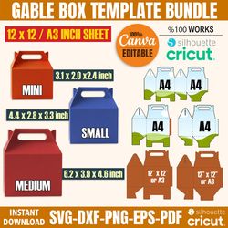 gable box template bundle, gable box svg, box svg, box template svg, gift box svg, box template cut file, gable box cric