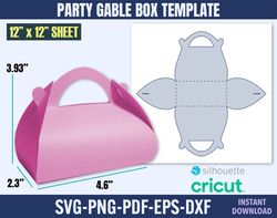 mini gable box template svg, box svg, gift box svg, box template, gift box template, party favor box, box svg cricut, sm