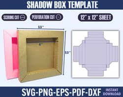 shadow box template, light box template, 3d shadow box template, paper box frame, cardstock frame svg, square shadow box