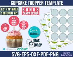 cupcake topper svg, birthday cake topper template, cupcake topper template, cake topper canva template, editable cupcake