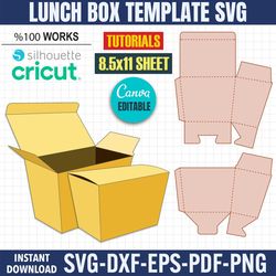 lunch box template, box svg, gift box template, diy box svg, birthday box template, party favors box, cricut box file, s