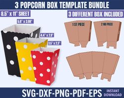 popcorn box template bundle, popcorn box template svg, popcorn box svg, party favor box, popcorn svg, snack box, box tem