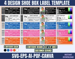 shoe box label template svg, shoe box label svg, sneaker box label template, label template svg, label svg, birthday box