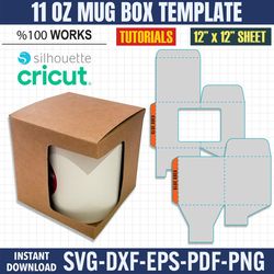 11 oz mug box svg, mug box template svg, box svg, box template svg, gift box template, cricut box file, silhouette box t