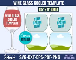 wine glass cooler template svg, custom wine glass covers, wine glass cooler, sublimation template, canva template, party