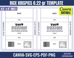Rice Krispies Template Svg, Rice Krispies Treats, DIY Rice Krispies Template, blank template, Party template, party favo