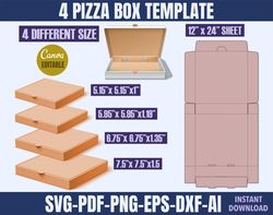 pizza box template bundle, pizza box template svg, pizza box svg, party favor box, gift box, box svg, mini pizza box tem