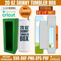 20 oz skinny tumbler box template, tumbler box template, skinny tumbler box svg, tumbler box svg, box svg, gift box temp