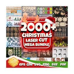 Christmas Laser Cut Mega Bundle| CNC Files for Santa | 2000 Engraving Laser Cut SVG | Christmas Ornament SVG Bundle