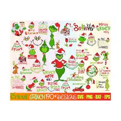 900 Files The Grinch Bundle | 190 UNIQUE DESIGN | Grinch Christmas Svg | Grinch Clipart Files | Files for Cricut & Silho