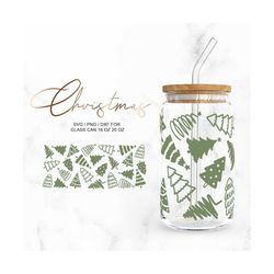 Christmas Trees  16oz 20oz Glass Can Cut Files, Svg Dxf Png File Digital Download