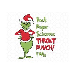 Rock Paper Scissors Throat Punch I Win Grinch Christmas Design Download SVG PNG EPS | Holiday, Grinchmas, Cutfile, Vecto