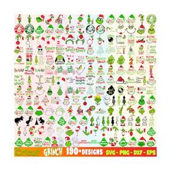 900 Files The Grinch Bundle | 190 UNIQUE DESIGN | Grinch Christmas Svg | Grinch Clipart Files | Files for Cricut & Silho