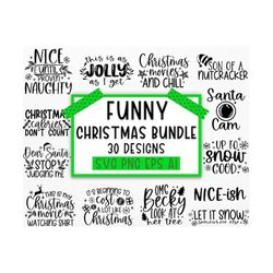 Funny Christmas SVG Bundle, Christmas sign svg , Merry Christmas svg, Christmas Ornaments Svg, Winter svg, Xmas svg, San