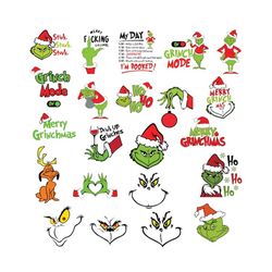 Grinch Face Svg, Grinch Hand, Grinch SVG Bundle, Grinch Ornament, Grinch smile, Green Character svg, Grinch Christmas sv