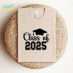 -Educational Clipart: Words 'Class of 2025' in Varsity / Collegiate and Script Style with Graduation Cap - Digital Downl