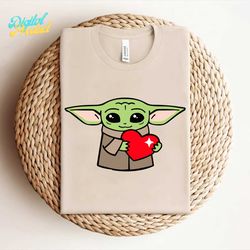 Baby Yoda SVG heart love png clipart , cut file layered by color