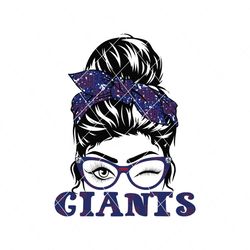 Giants Girl Wearing Glasses Football Messy Bun Svg