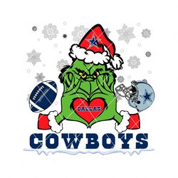 Grinch Love Dallas Cowboys Football Helmet Svg