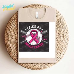 Strike Out Breast Cancer Png, Pink Breast Cancer Baseball Png, Pink Ribbon Png, Pink Cancer Warrior, Baseball Pink Lover