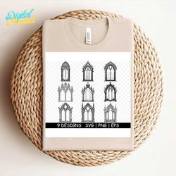 Gothic Victorian Window Haunted Eerie Medieval Glass PNG,SVG,EPS,Cricut,Silhouette,Cut,Engrave,Stencil,Sticker,Decal,Ve
