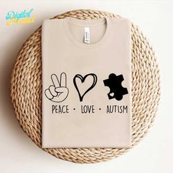 Peace Love Autism SVG, Autism Mom SVG