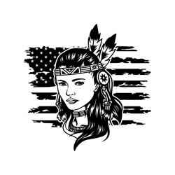 US Indian Girl svg | Native American Stencil | Old America Cutfile | Feather Headdress Clipart | Ancient Lady Warrior dx