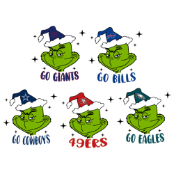 Christmas Grinch Go Football Logo SVG Bundle