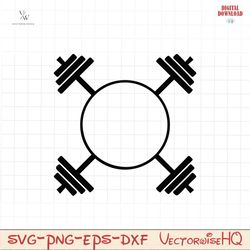 Crossed Barbells Monogram Svg, Weight Svg, Bodybuilding Svg. Vector Cut file Cricut, Silhouette, Pdf Png Eps Dxf, Decal