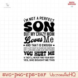I Am Not a Perfect Son svg, Mom and Son svg, Gift for son svg, Funny shirt svg, Family quotes svg, I'm not a perfect son