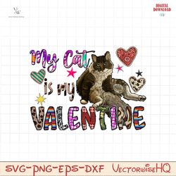 my cat is my valentine PNG file, Retro Valentine Png