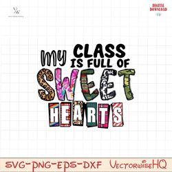 my class is full of sweet hearts PNG file, Retro Valentine Png
