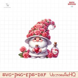 Romantic Valentine Gnome PNG Clipart Design