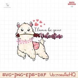 Llama be your valentine PNG, Retro valentines PNG file