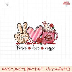 Retro Peace love coffee PNG file, Happy valentine day png