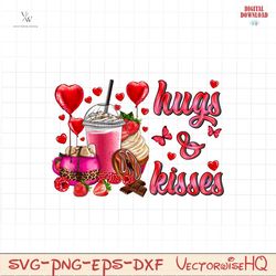 Hugs And Kisses Coffee Cups Valentine PNG file