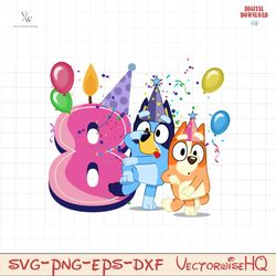 blueys 8 pink PNG, Bluey Birthday numbers PNG