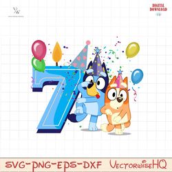 blueys 7 blue PNG, Bluey Birthday numbers PNG