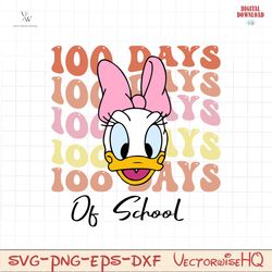 100 days of school daisy duck PNG SVG, 100 Days Of School Png Svg